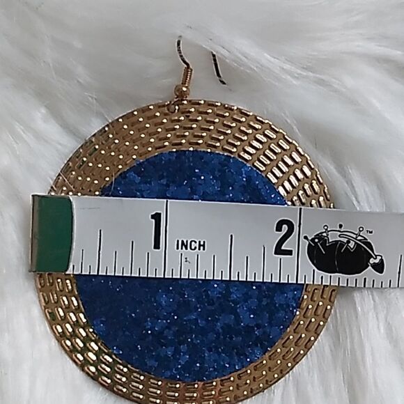 retro disco blue sparkle earrings - Picture 9 of 9